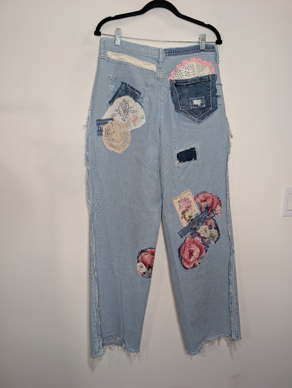 Wide Leg Patchwork Jeans - Light Blue - Picture 4 of 4